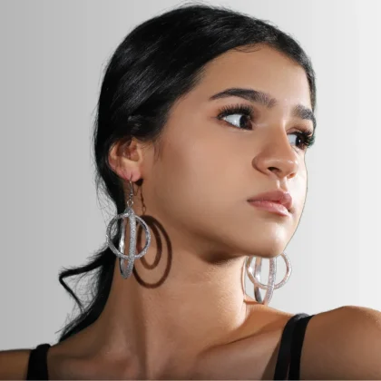 Orecchini in alluminio Doppio Cerchio : luminosi orecchini pendenti | Shadi Bijoux
