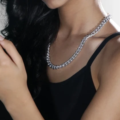Collana e bracciale in alluminio Ayzara in catena a maglia spessa e leggermente bombata | Shadi Bijoux